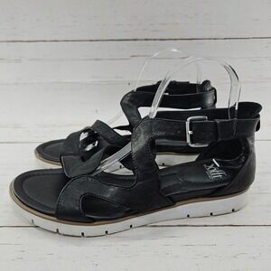 Sofft Malana Sandal Size 10 Black Leather Gladiator Strappy‎ Flat Shoe